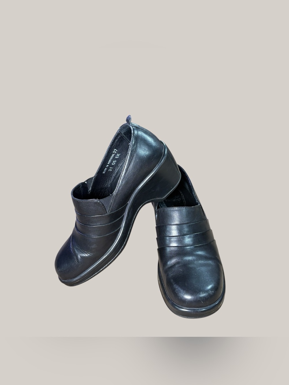 Dansko Women's Black Leather Wedge Slip-On comfort Clogs Shoes EU 37/US 6.5-7